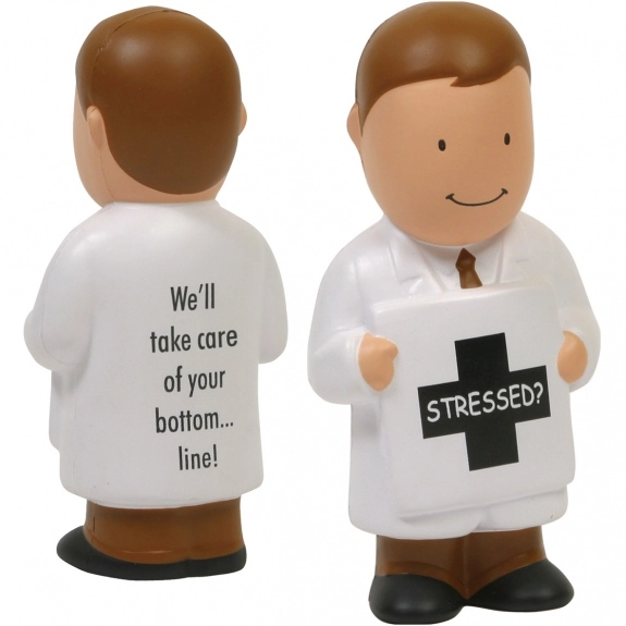 Brown Male Doctor Shaped Promotional Stress Ball