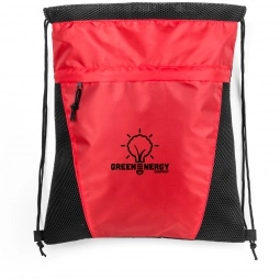 Red Mesh Drawstring Custom Backpacks - 14"w x 17"h