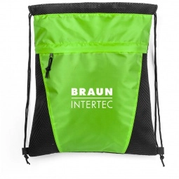 Lime Green Mesh Drawstring Custom Backpacks - 14"w x 17"h
