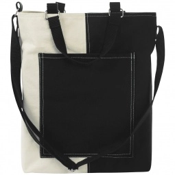 Natural/Black - Canvas Two-Tone Custom Tote Bag - 15"w x 15"h x 3"d