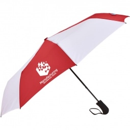 Red/White - Folding Auto Open Custom Umbrellas w/ Sleeve - 44"