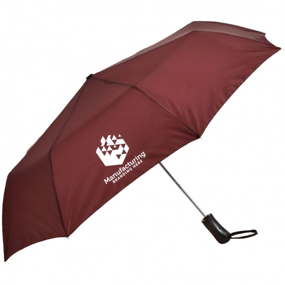 Burgundy Folding Auto Open Custom Umbrellas w/ Sleeve - 44"