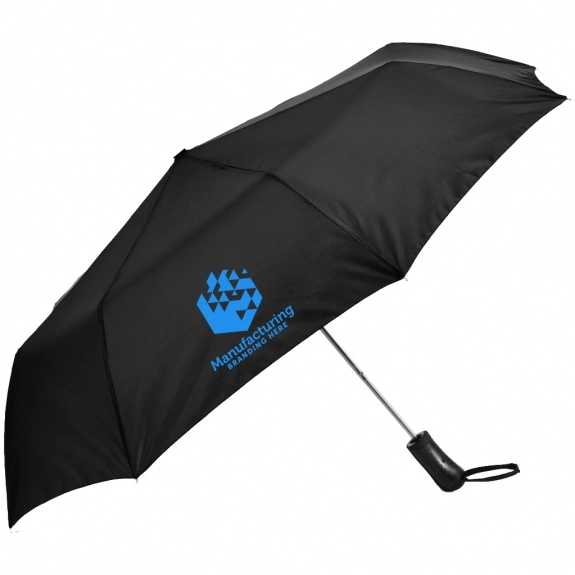 Black - Folding Auto Open Custom Umbrellas w/ Sleeve - 44"