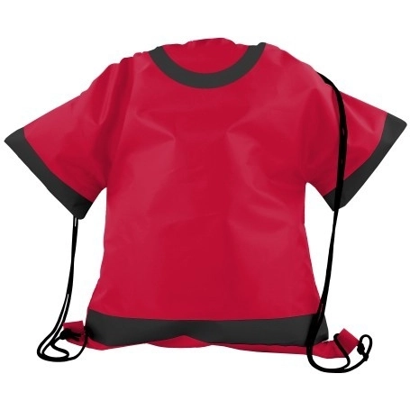 Red/Black - T-Shirt Custom Drawstring Backpack - 14"w x 18"h