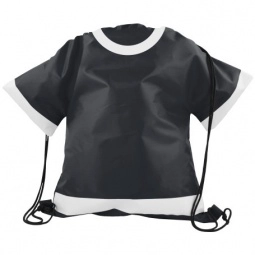 Black/White - T-Shirt Custom Drawstring Backpack - 14"w x 18"h