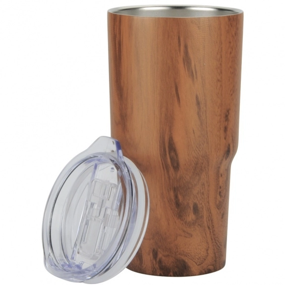 Vacuum Insulated Wood Grain Tapered Promotional Tumbler - 20 oz.
