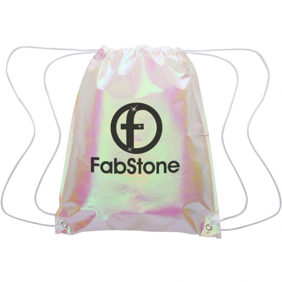 Pearl - Iridescent Custom Drawstring Backpacks - 14"w x 16.5"h