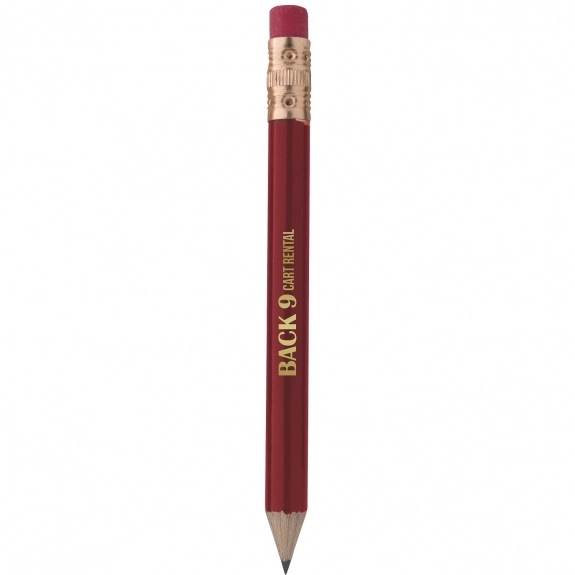 Cranberry Round Wooden Custom Golf Pencil w/ Eraser