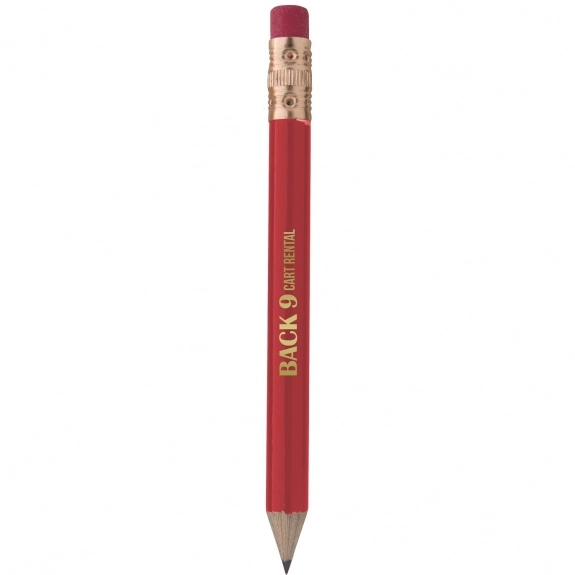 Red Round Wooden Custom Golf Pencil w/ Eraser