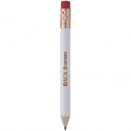 White Round Wooden Custom Golf Pencil w/ Eraser