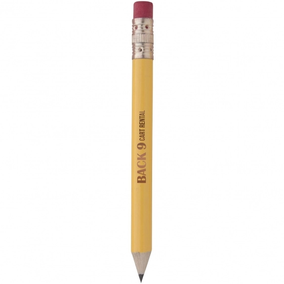 Yellow Round Wooden Custom Golf Pencil w/ Eraser