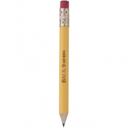 Yellow Round Wooden Custom Golf Pencil w/ Eraser