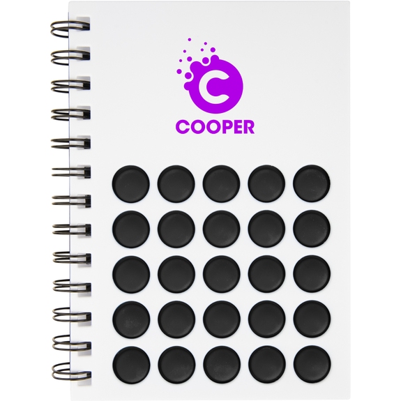 Black Push Pop Bubble Custom Spiral Notebook - 5.25"w x 7"h