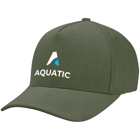 Olive AWARE Custom Branded Recycled Cotton Cap w/ Leatherette Backstrap