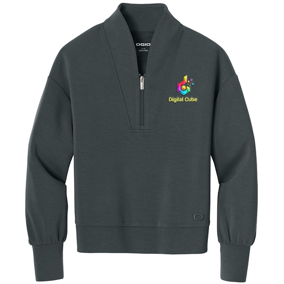 Tarmac Gray OGIO&#174; Transcend Custom 1/4-Zip Sweatshirt - Women's