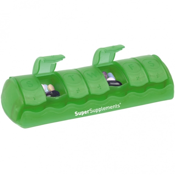 Translucent Lime Green 7-Day Custom Logo Pill Box