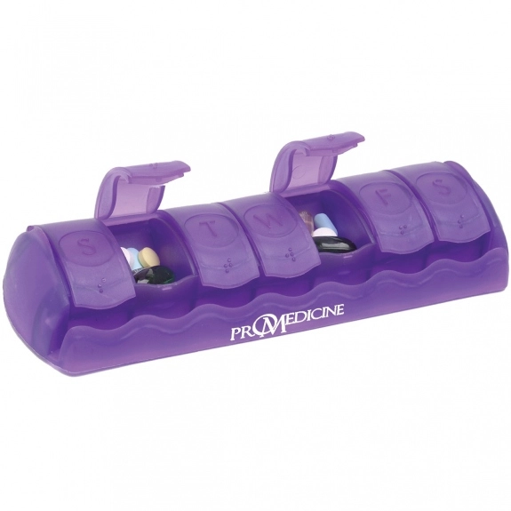 Translucent Purple 7-Day Custom Logo Pill Box