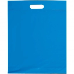 Bright Blue Die Cut Handle Promotional Plastic Bag - 12 x 15 x 3 