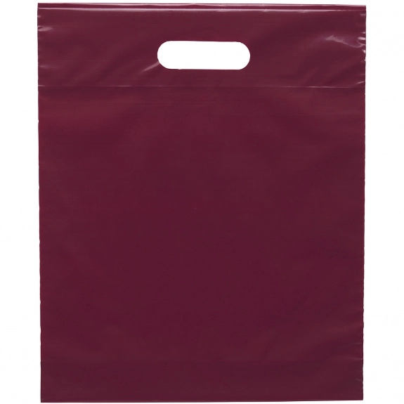 Burgundy Die Cut Handle Promotional Plastic Bag 