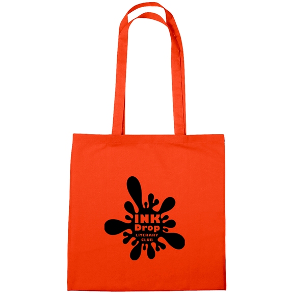 Orange - 100% Cotton Custom Tote Bag - 15"w x 15"h