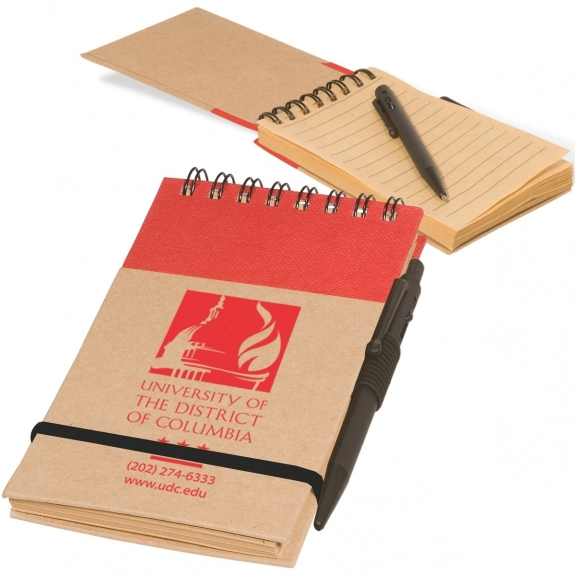 Red Recycled Pocket Custom Notepad Jotter