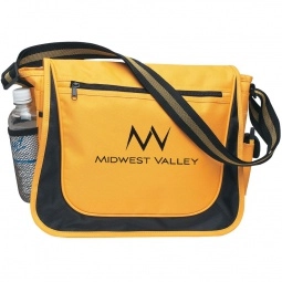 Yellow Custom Messenger Bag with Matching Striped Handle