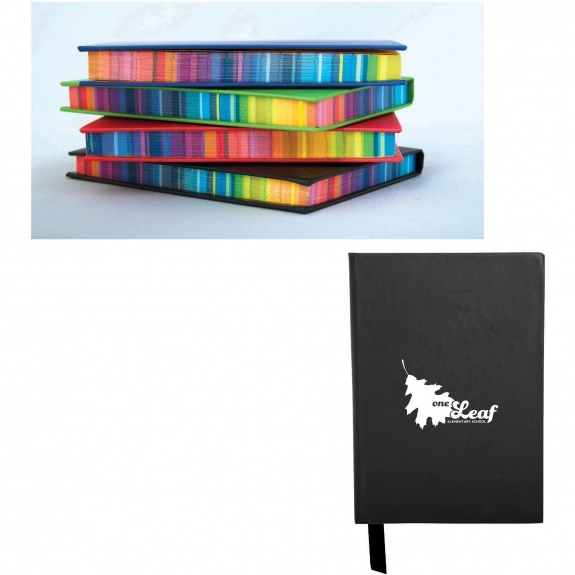 Black Rainbow Edge Lined Custom Journals - 4"w x 5.75"h