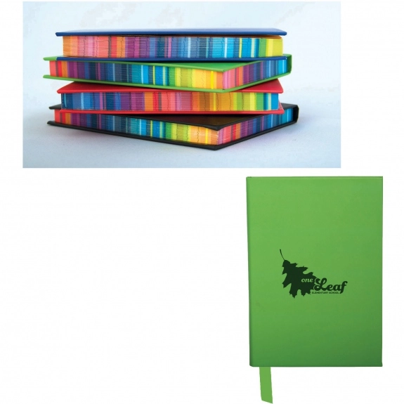 Lime Green Rainbow Edge Lined Custom Journals - 4"w x 5.75"h