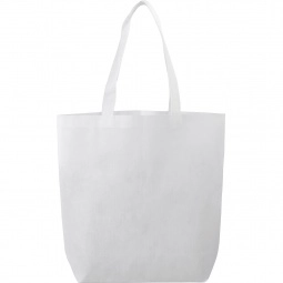 White Reusable Non-Woven Custom Tote Bag - 13.5"w x 15"h x 4.25"d