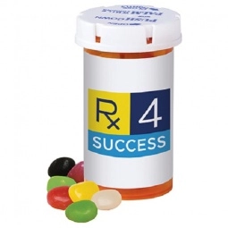 White Full Color Small Pill Bottle w/ Custom Candy - Assorted Jelly Beans