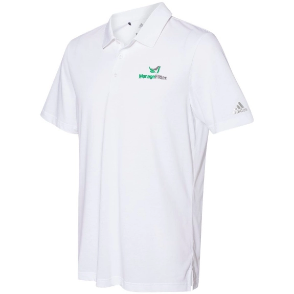White Adidas Cotton Blend Sport Custom Polo Shirt