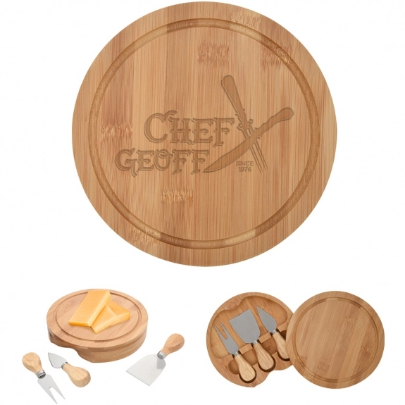Natural Bamboo 3-Piece Custom Cheese Server Gift Set