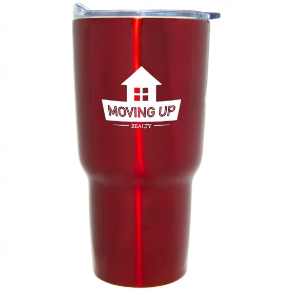 Red Vacuum Insulated Stainless Steel Tapered Custom Tumbler - 20 oz.