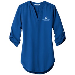 True blue Port Authority&#174; 3/4 Sleeve Custom Tunic Blouse - Women's