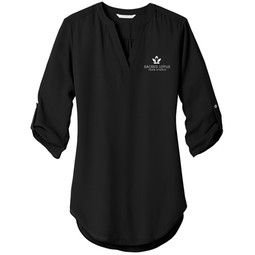 Black Port Authority&#174; 3/4 Sleeve Custom Tunic Blouse - Women's