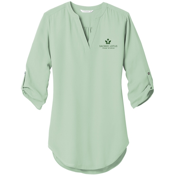 Misty sage Port Authority&#174; 3/4 Sleeve Custom Tunic Blouse - Women's