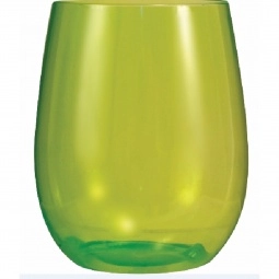 Translucent Green Vinello Plastic Stemless Custom Wine Glass - 12 oz.