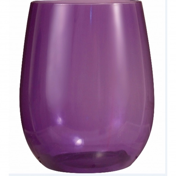 Translucent Purple Vinello Plastic Stemless Custom Wine Glass - 12 oz.