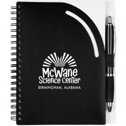 Black Spiral Bound Lined Custom Notebooks w/ Pen