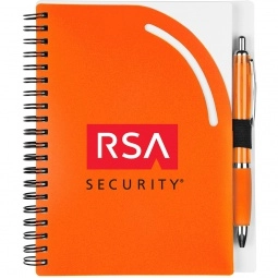 Orange Spiral Bound Lined Custom Notebooks w/ Pen