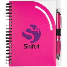 Pink Spiral Bound Lined Custom Notebooks w/ Pen