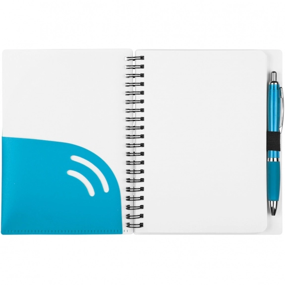 Spiral Bound Lined Custom Notebooks w/ Pen - Open