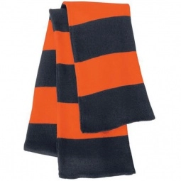 Navy/Orange Rugby Knit Custom Scarf with Woven Label