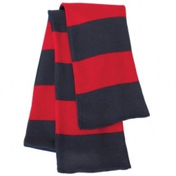 Navy/Red Rugby Knit Custom Scarf with Woven Label