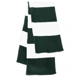 Forest/White Rugby Knit Custom Scarf with Woven Label