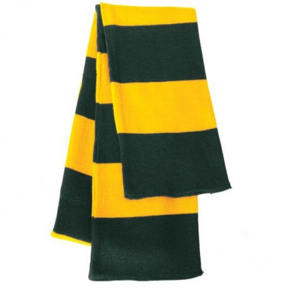 Forest/Gold Rugby Knit Custom Scarf with Woven Label