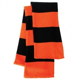 Orange/Black Rugby Knit Custom Scarf with Woven Label