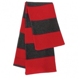 Red/Charcoal Rugby Knit Custom Scarf with Woven Label