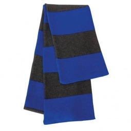Royal/Charcoal Rugby Knit Custom Scarf with Woven Label