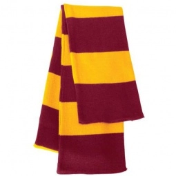 Cardinal/Gold Rugby Knit Custom Scarf with Woven Label